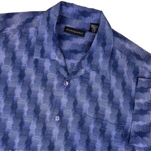 Jhane Barnes‎ Silk Shirt Mens Large Geometric Loop Collar Designer Preppy READ